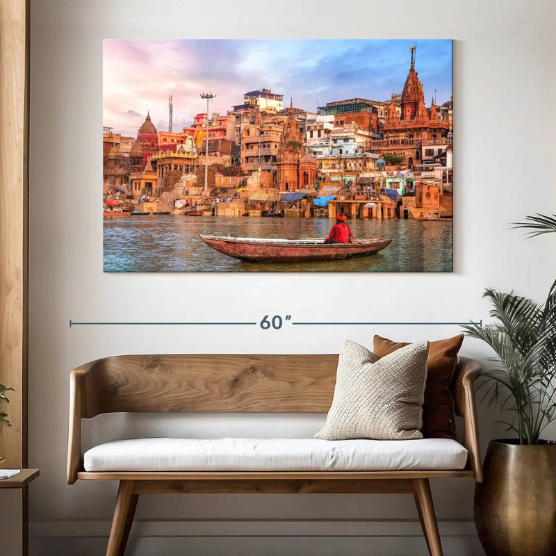 Ravi Sadhu In A Boat, 34" H x 51" W