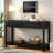 Modern Console Table With Striped Design, 2 Drawers And 2-tier Design-1612161034