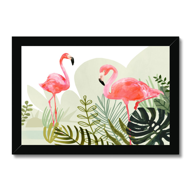Flamingo Forest Collection A 1 Piece Painting, 24cm H x 34cm W, Black Framed Paper Print