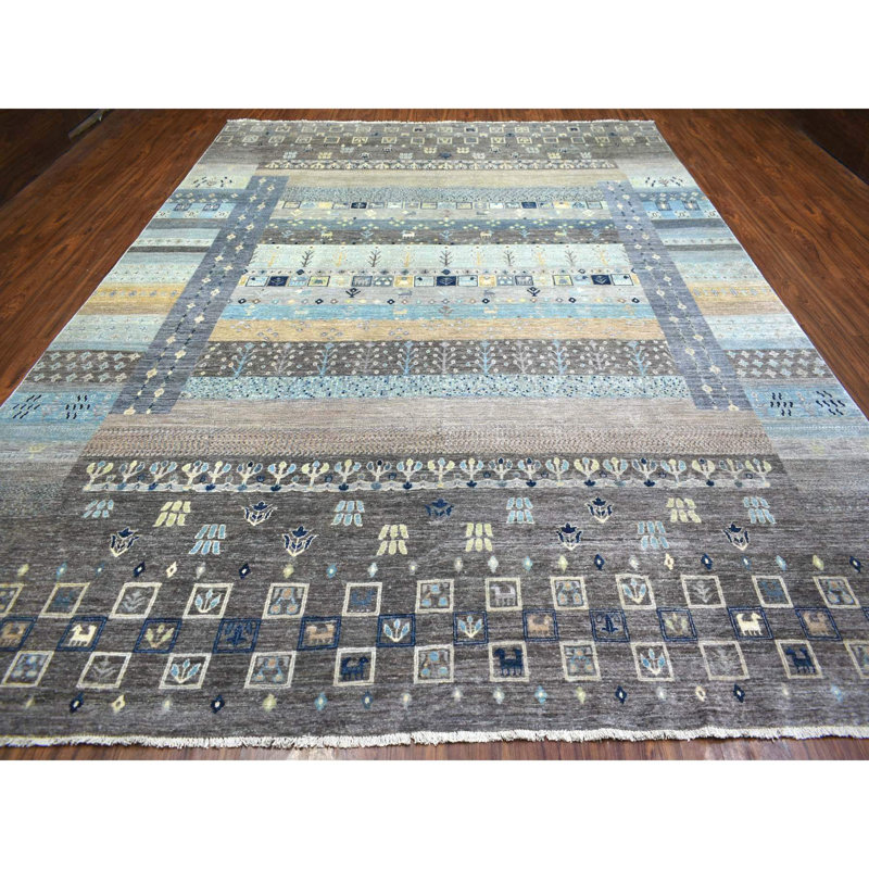 Tapis oriental noué à la main en laine 10 po x 13 po x 8 po, style afghan Kashkuli Gabbeh, teinture fine, laine douce tissée à la main 7A5B70954B074954B13F635E942EAB22