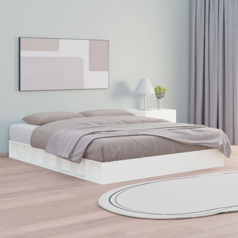 Bed Frame Solid Wood, 198 x 202.5cm, White
