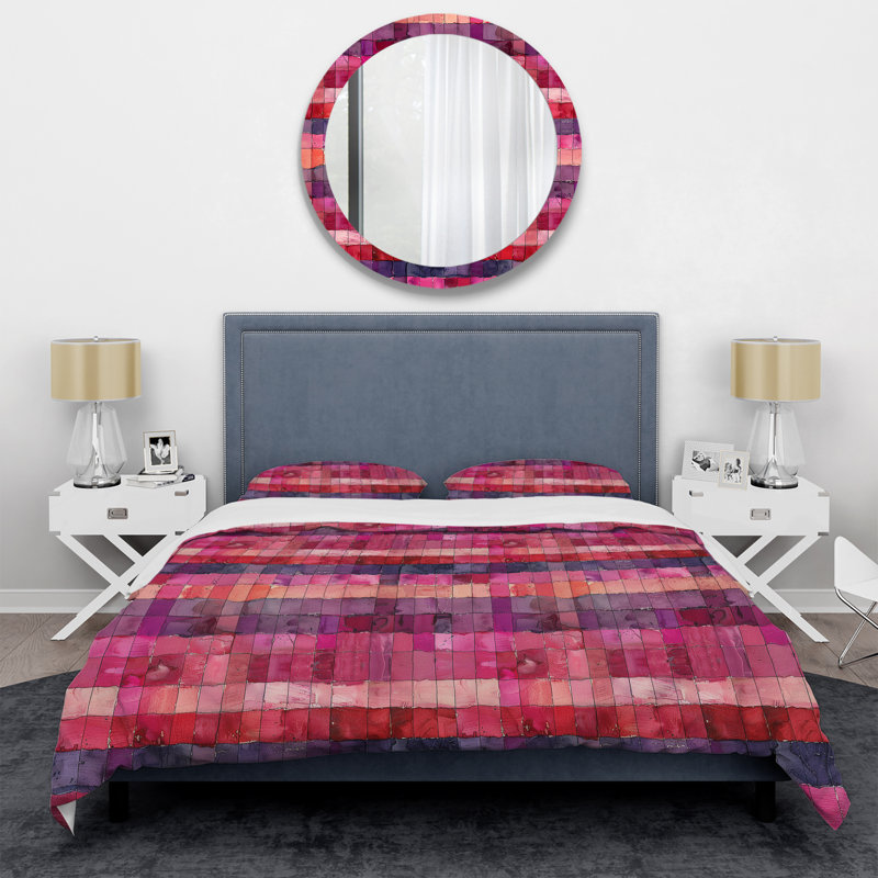 Ensemble de housse de couette transitionnel rose et mauve Glam I, Housse de couette très grand et 2 très grandes t