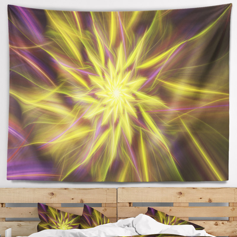 Tapisserie fleur de dorée florale, H 78 po x l 92 po