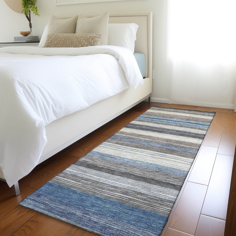 Machine Washable Indoor/Outdoor Cinead ACN1703 Denim Rug, Runner 2'3" x 7'6"