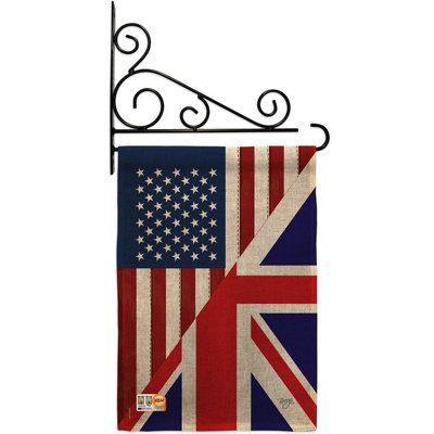 En toile jute à 2 côtés de l’amitié american uk drapeau de jardin
