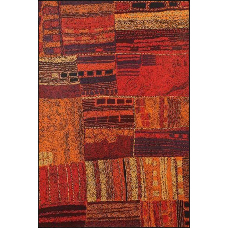 Tapis rouge tissé à motif traditionnel rouge et tapis lavable, Rectangle 4 pi 8 po x 6 pi 7 po