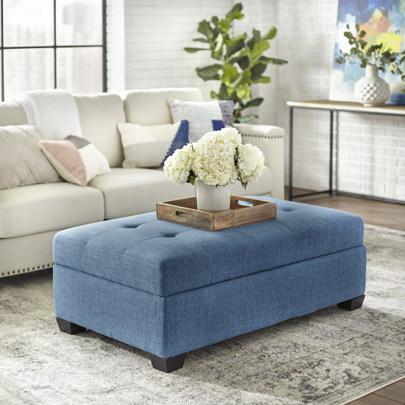 Repose-pieds de rangement lucent Farnum, Bleu