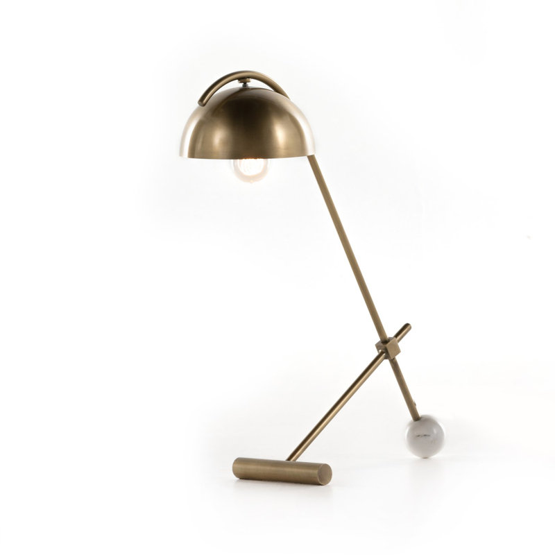 Lampe de bureau Delano, Marbre blanc / gris anthracite, Or, Oui