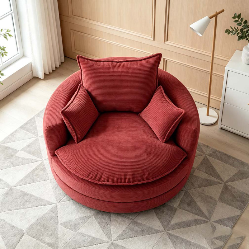 Fauteuil demi-tonneau pivotant à 360 °, Red