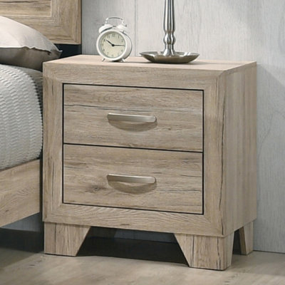 Armoire de chevet en bois au fini naturel 2 de style contemporain pour chambre à coucher, 24 pouces de hauteur, simple avec finition, option de rangement pour chambre à coucher, hauteur