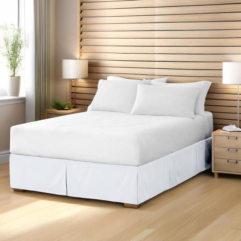 Queen Bed Skirt -  Tailored Drop Easy Fit - Bed Skirt For Beds - Center & Corner Pleats