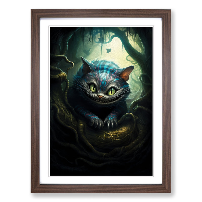 Cheshire Cat Symbolism - Framed Print, Walnut Framed, 64cm H x 46cm W x 2cm D