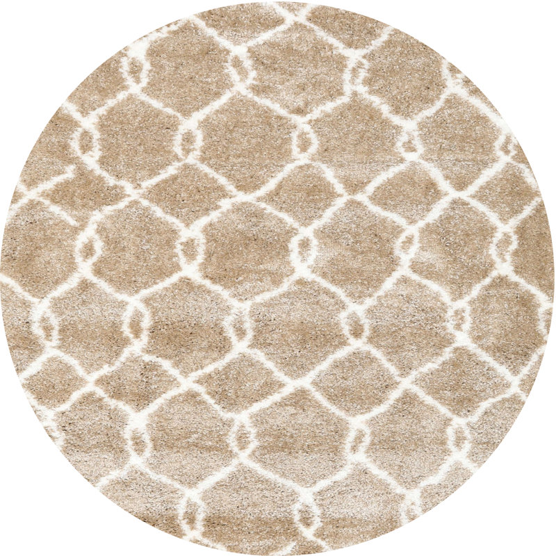 Surface beige contemporaine tapis, Rond 8 pi x 8 pi