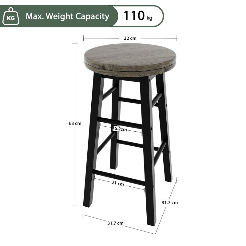 Swivel Bar Stool, Black / Black