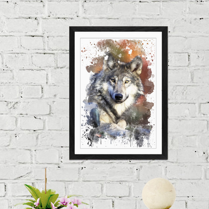 Wolf Resting - Wall Art, 50cm H x 35cm W x 3cm D, Wrapped Canvas