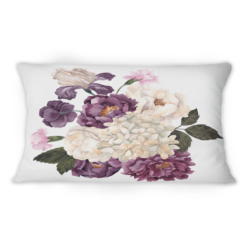 Bouquet rétro avec fleurs et feuilles rétro VI - coussin décoratif traditionnel imprimé 1