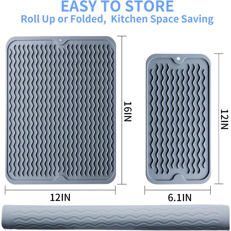 Tapis en silicone pour vaisselle - 2 paquets de tapis en silicone antidérapant