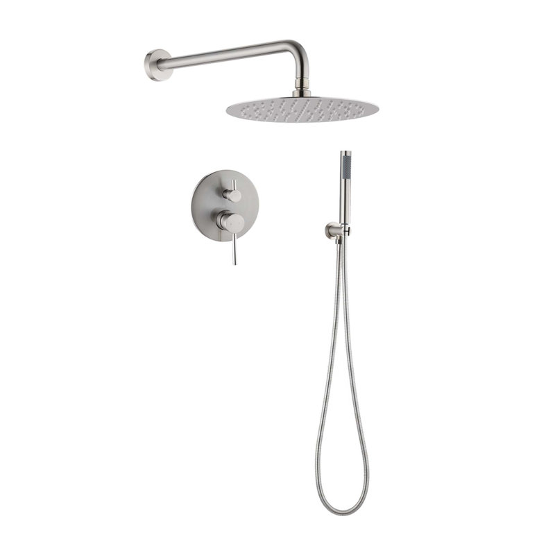 10" Brushed Nickle Roud Rain Shower head and Handheld Shower Head Set