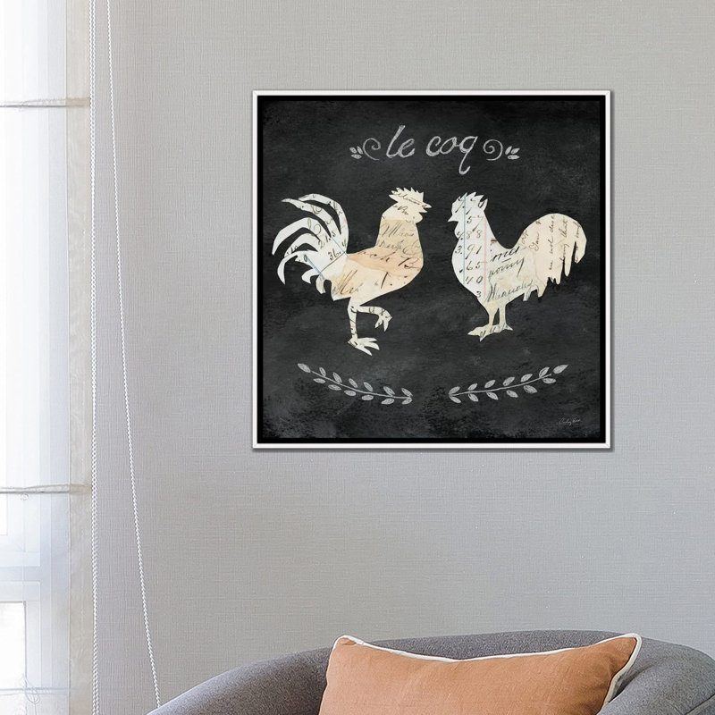 «Le Coq Cameo» par Courtney Prahl - reproduction imprimée, Toile blanche encadrée, Aucun mat, H 26 po x l 26 po x P 1,5 po