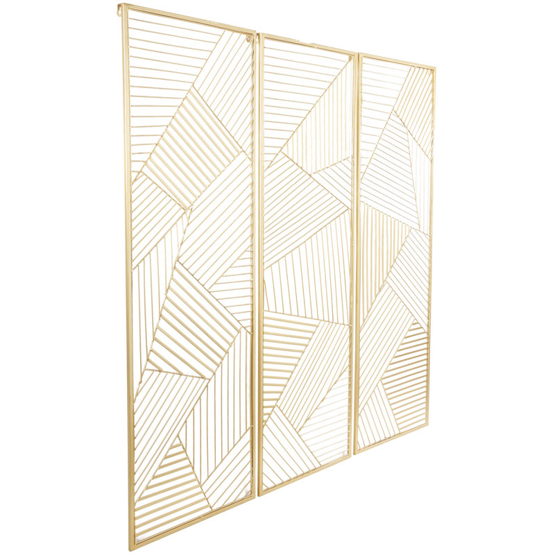 3 Piece Glam Wall Décor Set, Gold/Gray/White