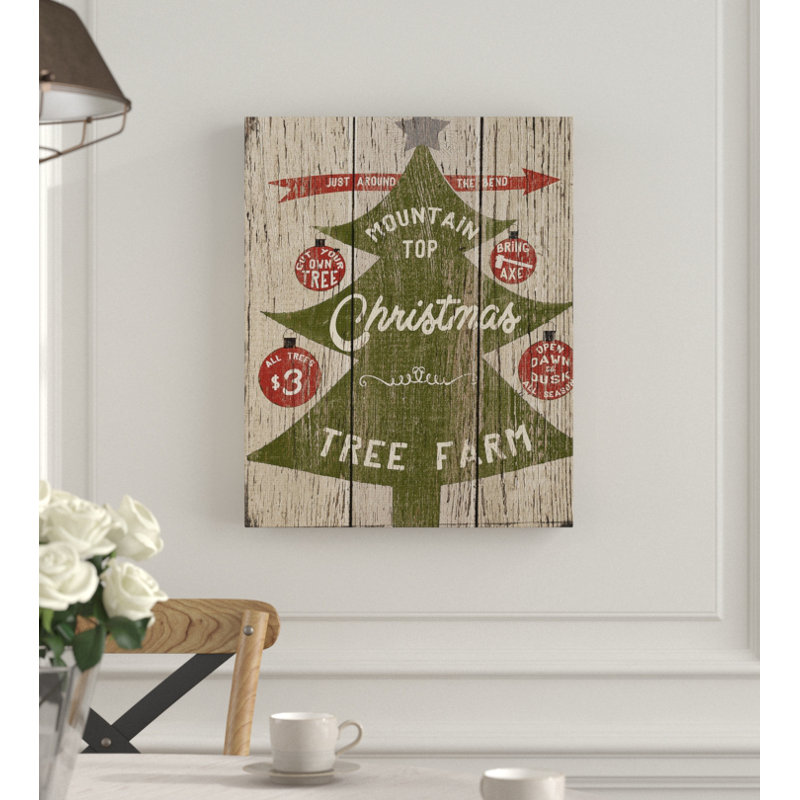 « mountain top christmas tree farm », impression, H 20 po x l 16 po, Toile tendue