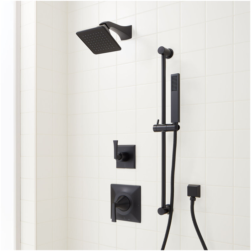 Vilamonte Pressure Balance Shower System with Slide Bar and Hand Shower - Matte Black, Matte Black