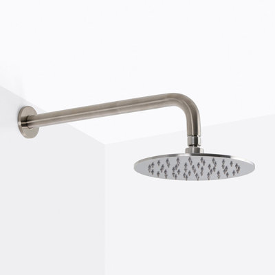 Metro Complete Round Shower Head - Wall Mount - 8" Brass/Matt Black