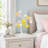 14.96in Artificial Rose Branch Table Lamp, White Plastic Floral Desk Lamp, USB Powered Inline Button Control Adjustable Shape Night Light