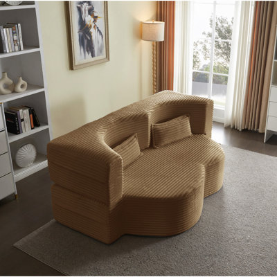 Canapé-lit Boneless Modern avec 2 coussins, canapé-lit convertible en tissu rembourré de mousse, matelas pliant de 15 po pour le salon, le lit d'invité, la salle de jeux, aucun assemblage requis
