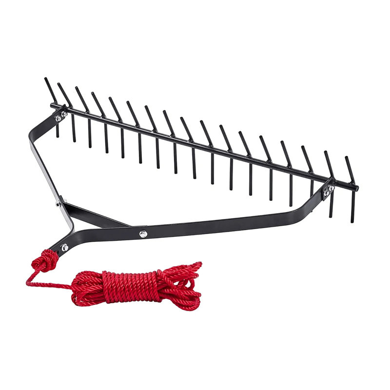 Râteau 32 po x 6,3 po pour enlever les mauvaises herbes aquatiques - dents de crochet à double face, corde de 30 pi et filet, parfait pour le nettoyage des mauvaises herbes dans un lac, un étang ou un ruisseau