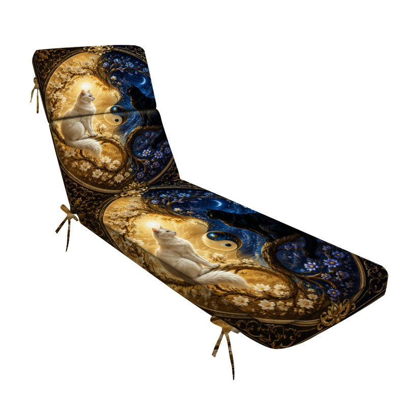  Coussin de patio pour l'extérieur 3 po Yin Yang Cats