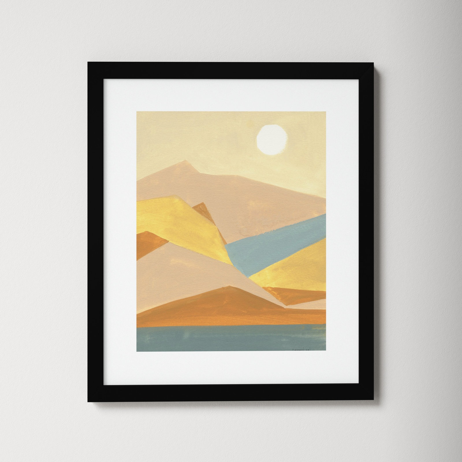 Retro Abstract I Southwest Mountains Print, Black Framed Paper, 19.38" H x 16.38" W x 0.88" D