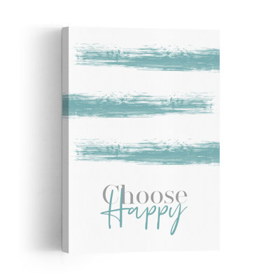 Choose Happy Script Minimalist Modern Abstract Wall Art Print