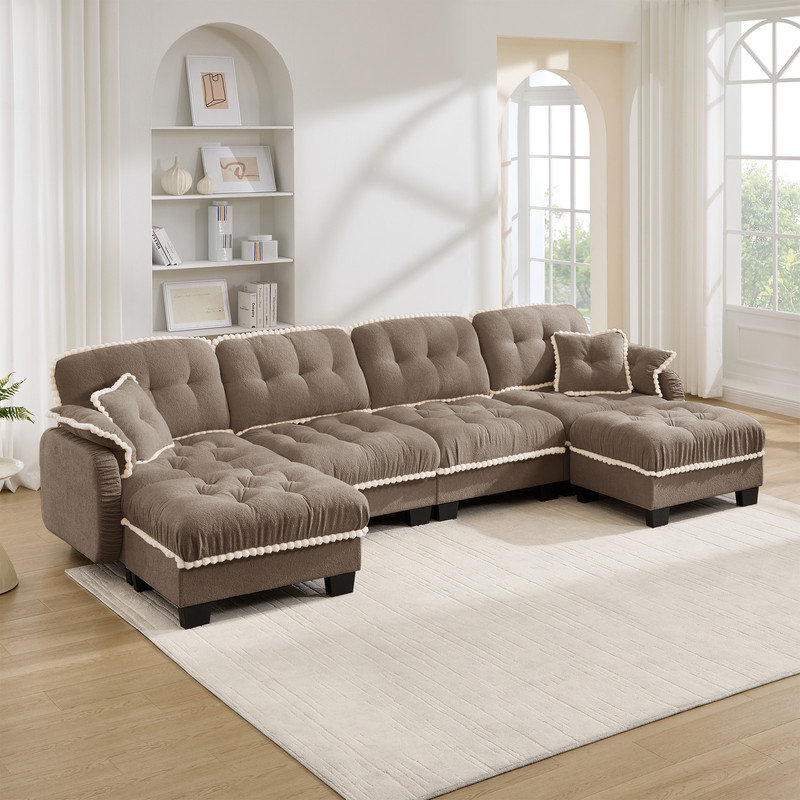 Canapé modulaire en chenille avec coussins lombaires Freely Combinable Modules, brown Chenille