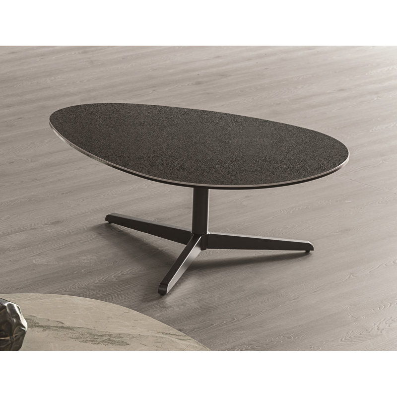 Fierce Pedestal Coffee Table, Graphite Top/Graphite Base