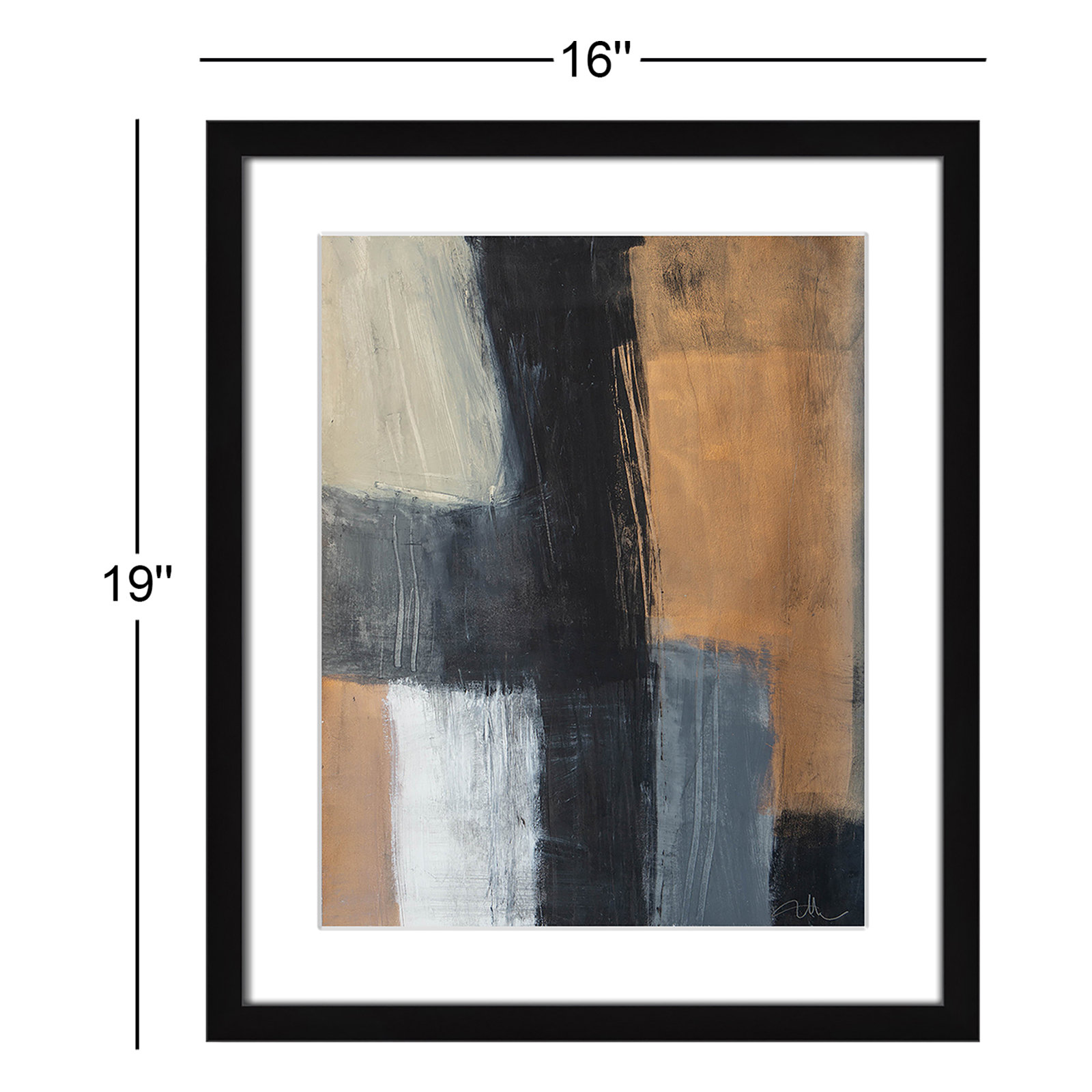 Metallic Slate II Print, 19" H x 16" W x 1.25" D, Black Matted Picture Framed