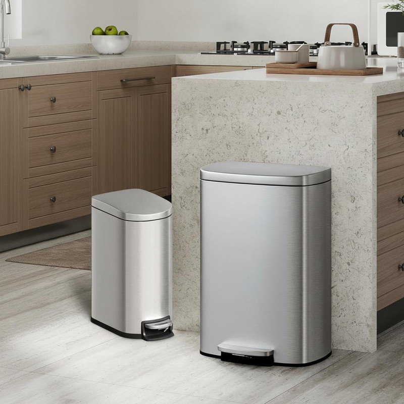 Stainless Steel Step On Kitchen Rubbish Bin, Silver