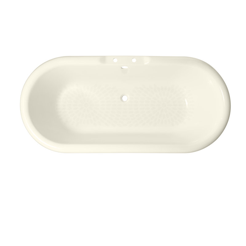 Janade 61'' x 31'' Soaking Cast Iron Bathtub, Polished Brass, White Interior with White Exterior