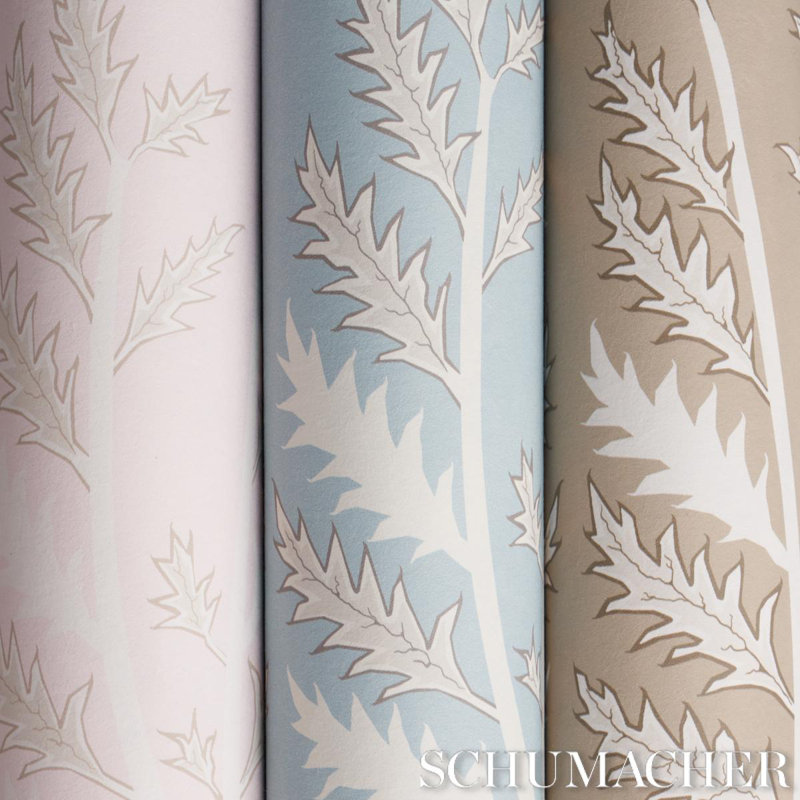 Schumacher x Neisha Crosland Thistle Wallpaper, Mineral