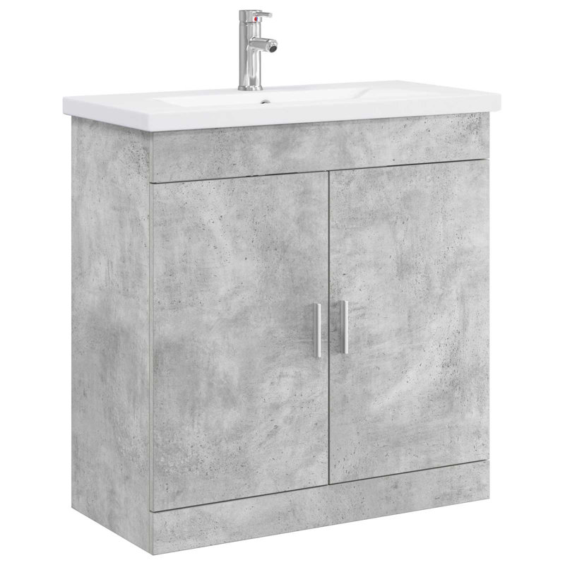 Vanity & Mirror Set, Concrete Grey