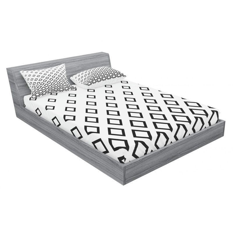 Microfiber Geometric Sheet Set, Queen Sheet Set with Fitted Sheet