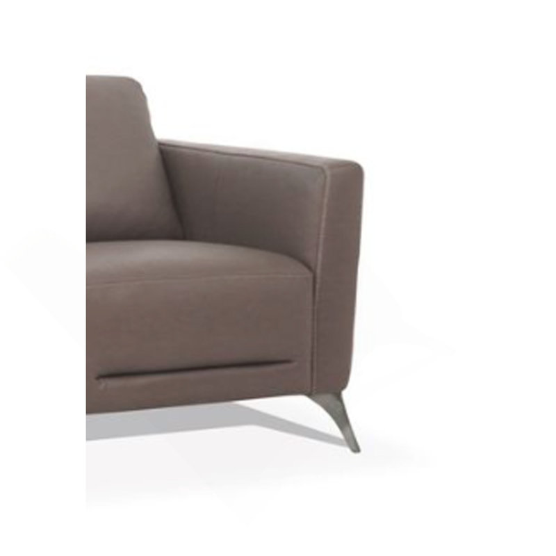 Sofa deux places en cuir, canapé deux places assemblé pour salon, 34" W, taupe Faux Leather, Silver