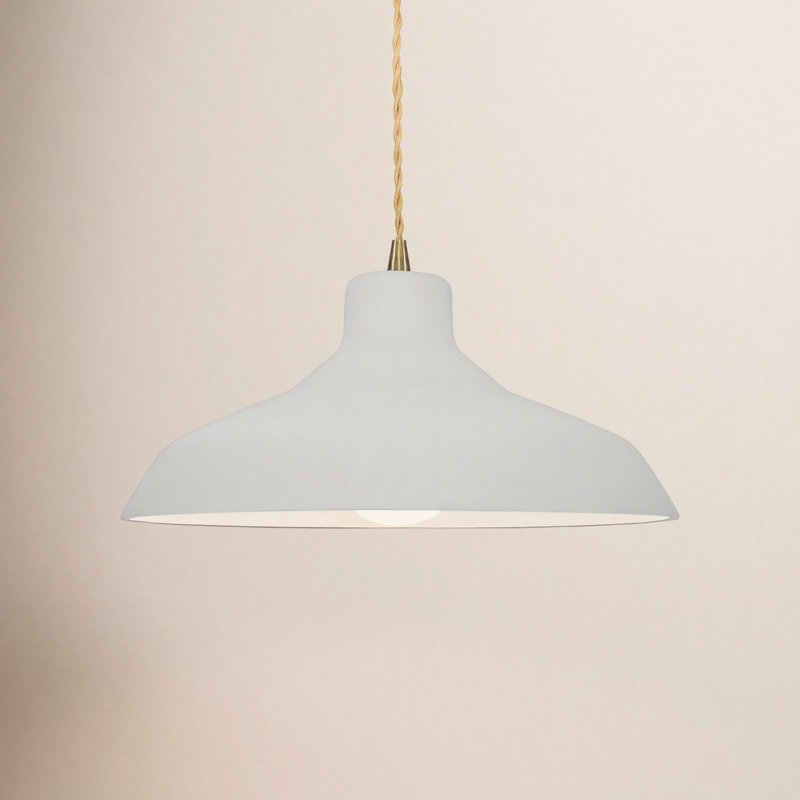 Fallon - Light Dome Pendant, Bisque, 6.25" H x 13.5" W x 13.5" D, Antique Brass