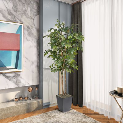 72 po Faux Sakaki en pot de fleurs en métal