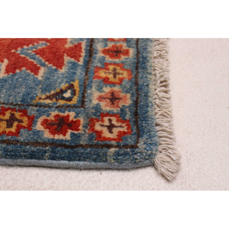 Tapis bleu nouvel âge en laine 3 pi 11 po x 5 pi 10 po Yuel