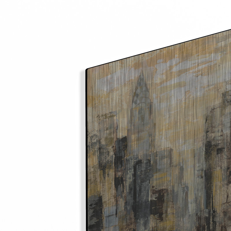 «Manhattan Manhattan and Gold I» par Silvia Vassileva, art mural en métal, H 16 po x l 12 po