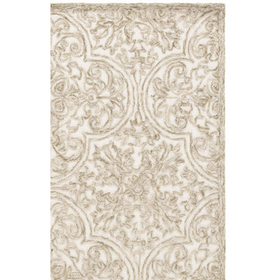 Msr Trace Hand Tufted Wool; Cotton With Latex Damask Rug