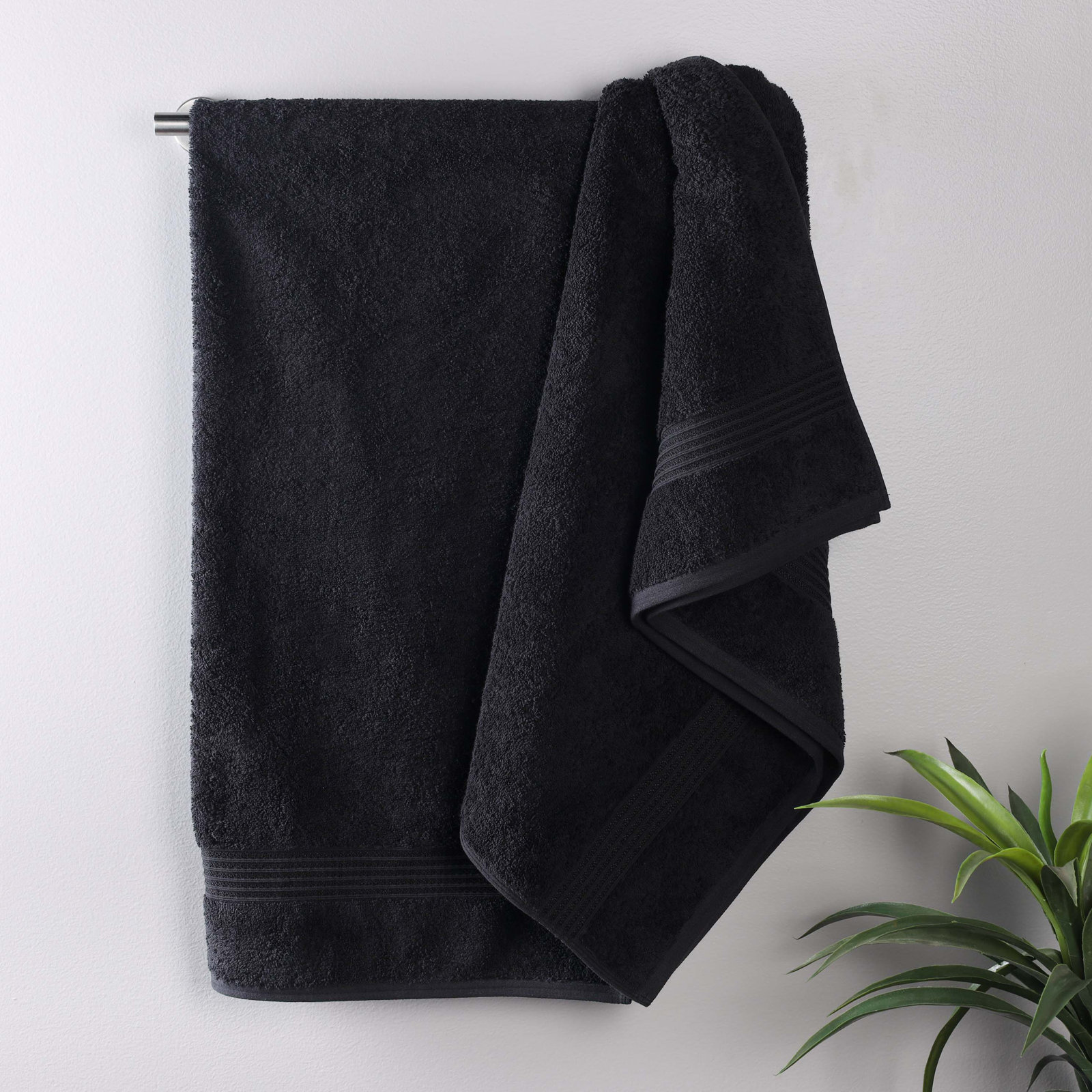 Oleg Egyptian-Quality Cotton Highly Absorbent Medium Weight Bath Sheet Set, Black, Bath Towels - 2 Pack