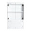 Meuble-lavabo moderne blanc brillant 48 po avec lavabo en résine, portes à fermeture en douceur, 1 armoire murale et armoire latérale, quincaillerie de porte de fermeture à option de rangement, conception à fixation flottante, contreplaqué