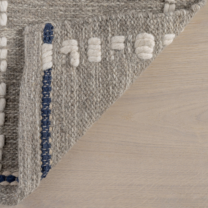 Morgan Gray Geometric Check Wool and Cotton 3' x 5' Area Rug